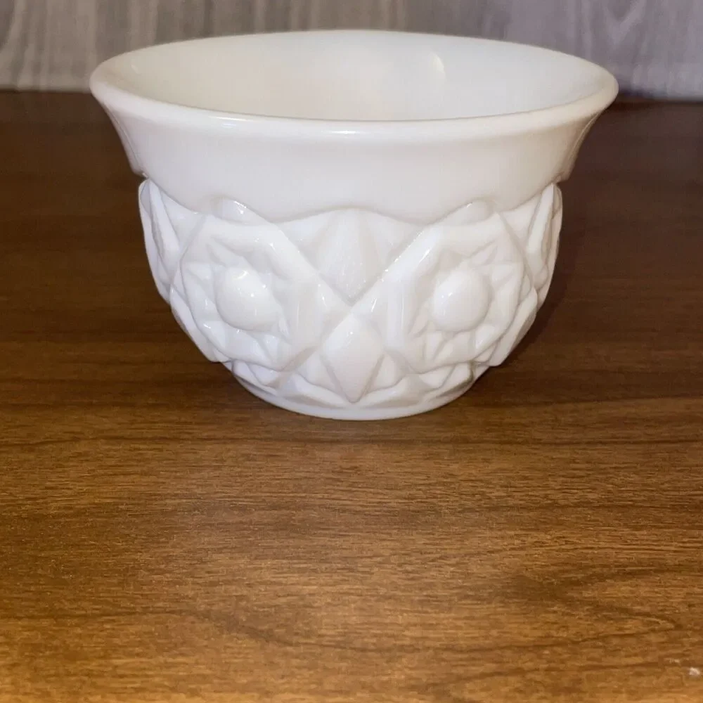 Vintage Pair Fostoria Milk Glass Teacup Rosby Winburn Pattern